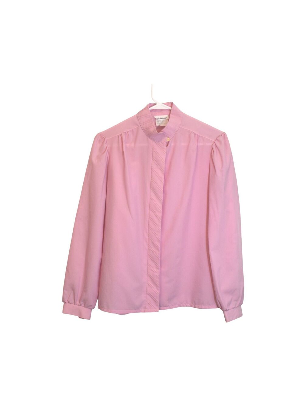 Vintage Donnkenny Pink Secretary Blouse Hidden Placket 80s USA Size 12